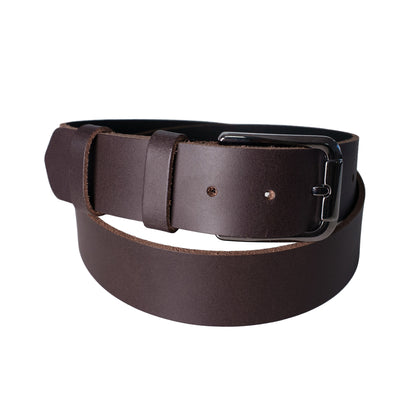 Muški kožni kaiš boje kestena i čelika